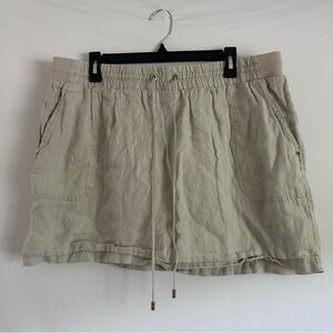 Ellen Tracy Company 100% Linen Skort Womens XL Elastic Waist Skirt